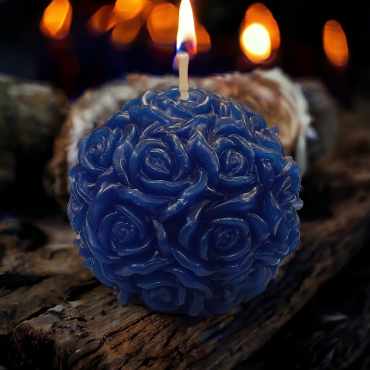 Scented Candle with Floral Print - Round Shape