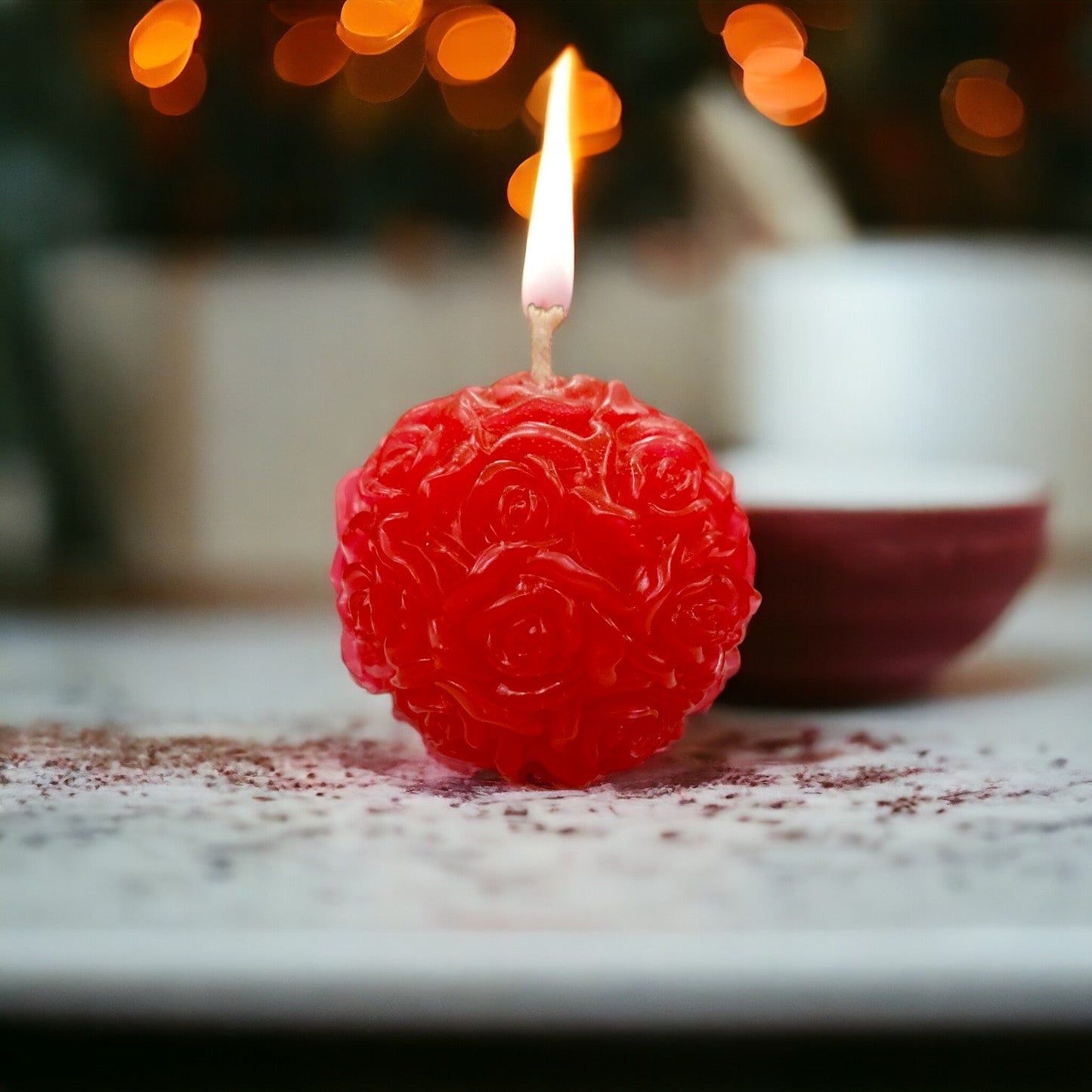 Scented Candle with Floral Print - Round Shape - ScentYou.pk