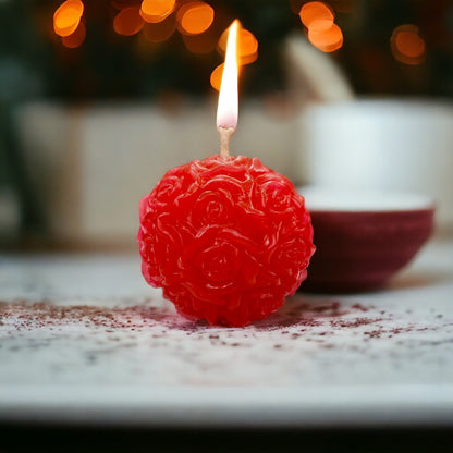 Scented Candle with Floral Print - Round Shape - ScentYou.pk