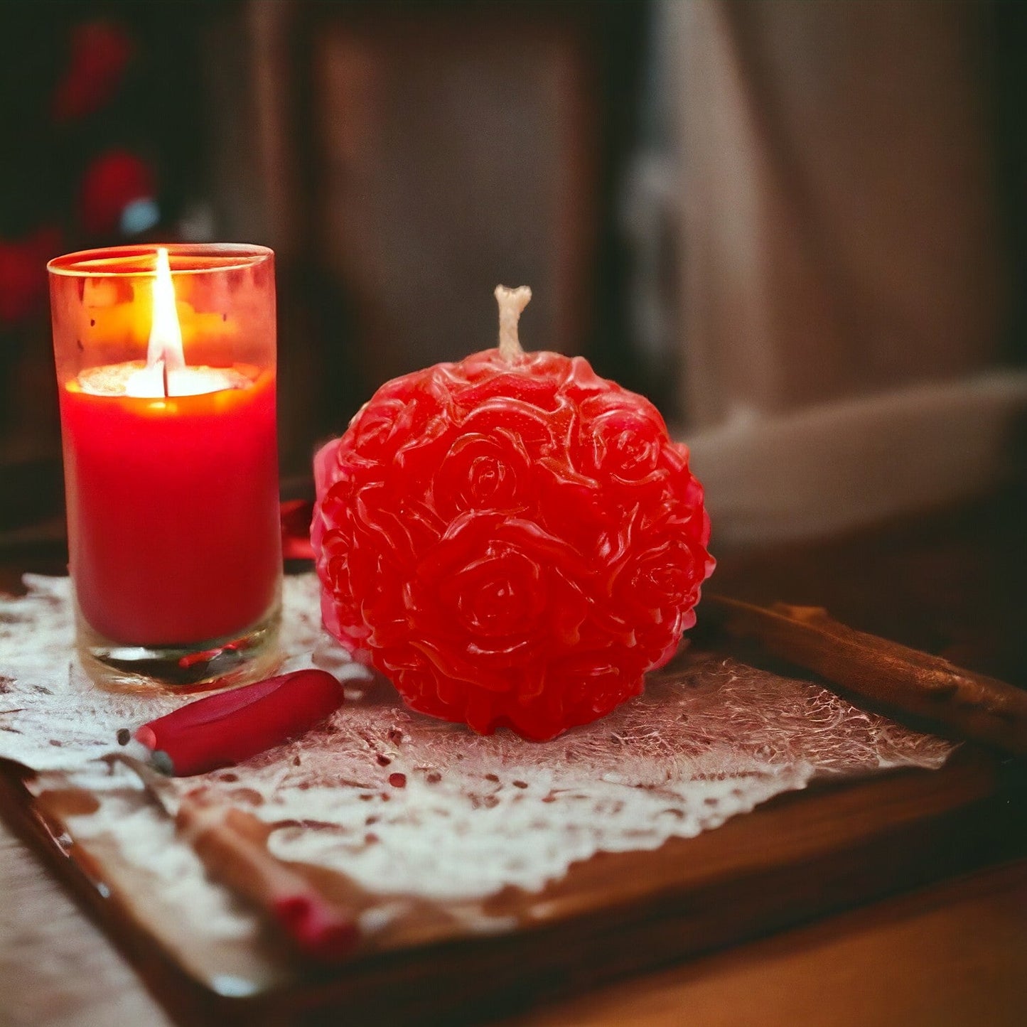 Scented Candle with Floral Print - Round Shape - ScentYou.pk