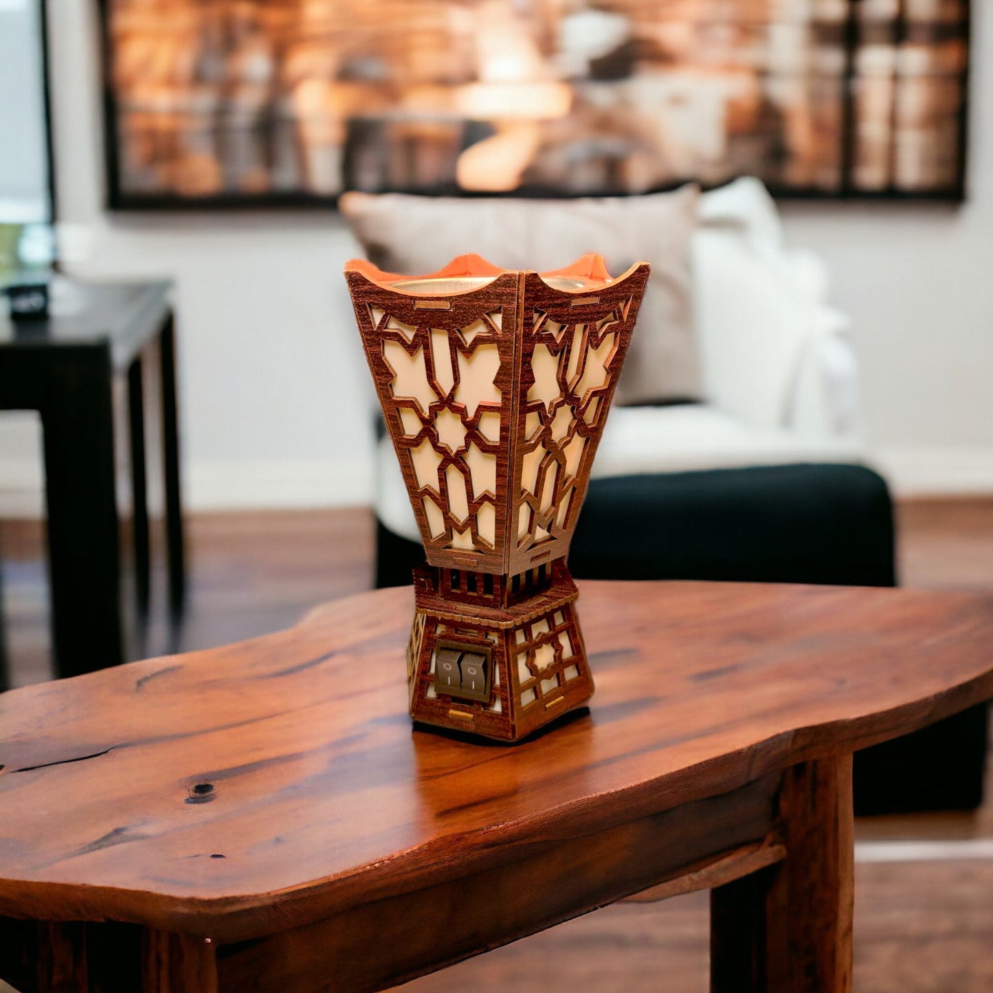 Wooden Bakhoor/Incense Burner Electric with Night Lamp High End Electric Coil - AromaTherapy - ScentYou.pk